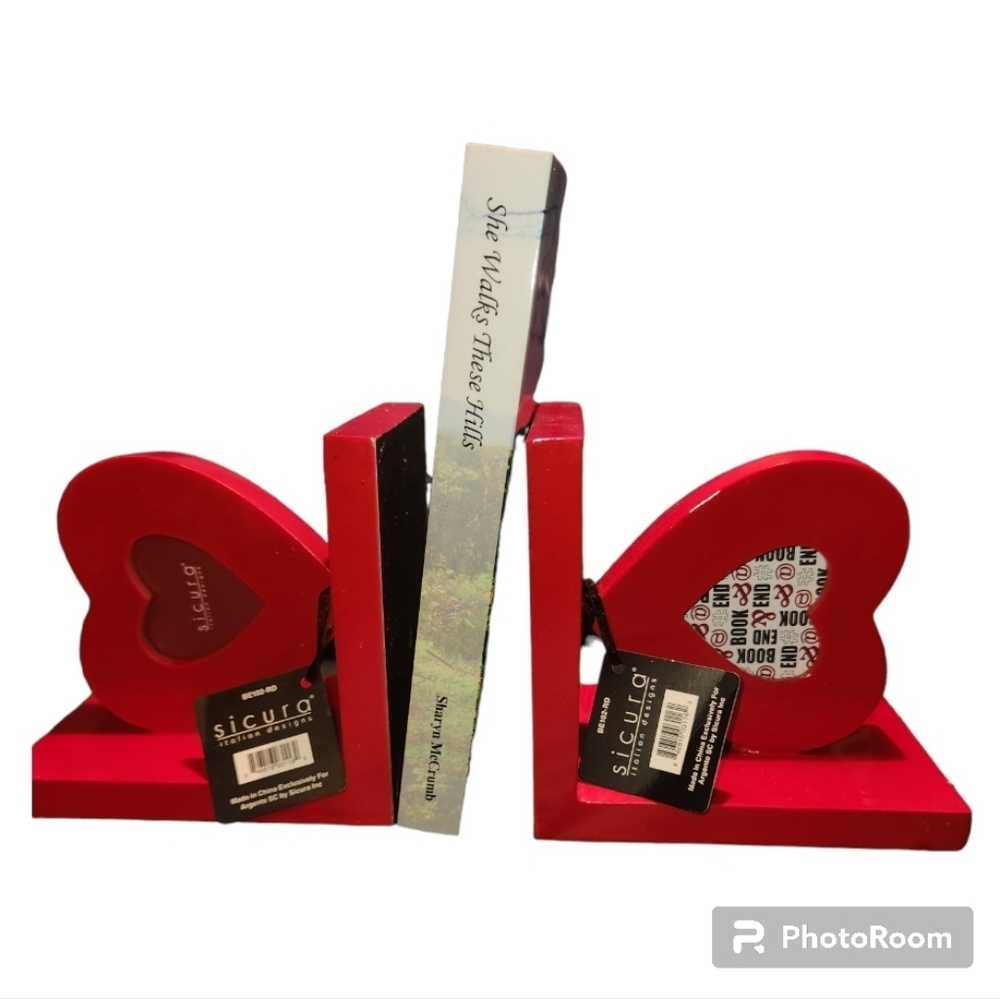 Red Heart-shaped Bookends